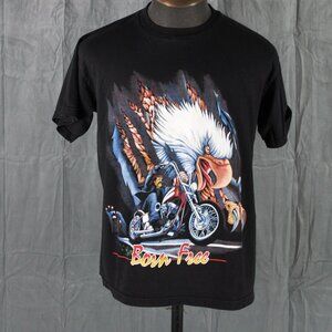 REtro Graphic T-shirt - Big Eagle Biker Graphic Born Free - Men's Large